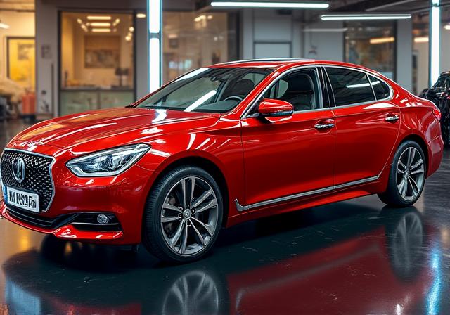 광택이 나는 세단